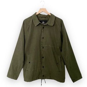 Aether Apparel Men’s Olive Green Chore Snap Button Coach Jacket Rugged Cotton XL
